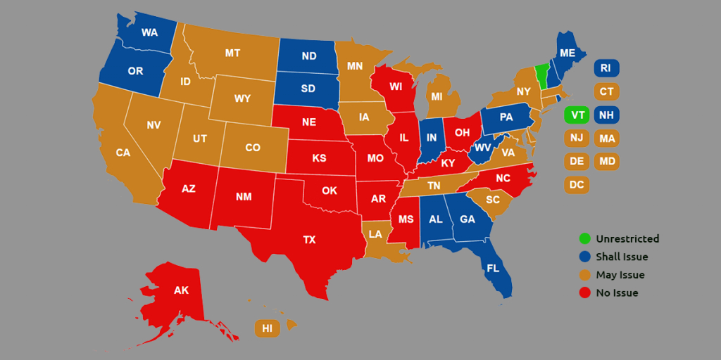 Ccw Reciprocity Maps For All Us States (Oct. 2018 Update) regarding Concealed Carry States Map 2016