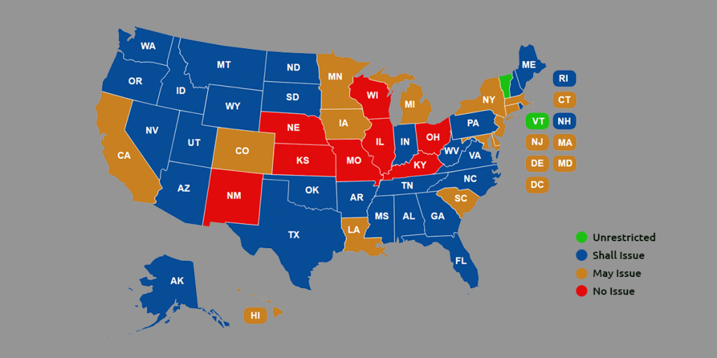 Ccw Reciprocity Maps For All Us States (Oct. 2018 Update) within Concealed Carry States Map 2016