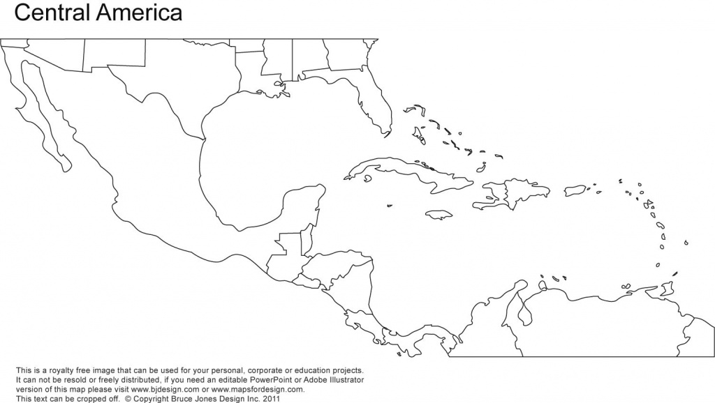 Central America Printable Outline Map, No Names, Royalty Free | Cc for Blackline Maps Of The United States