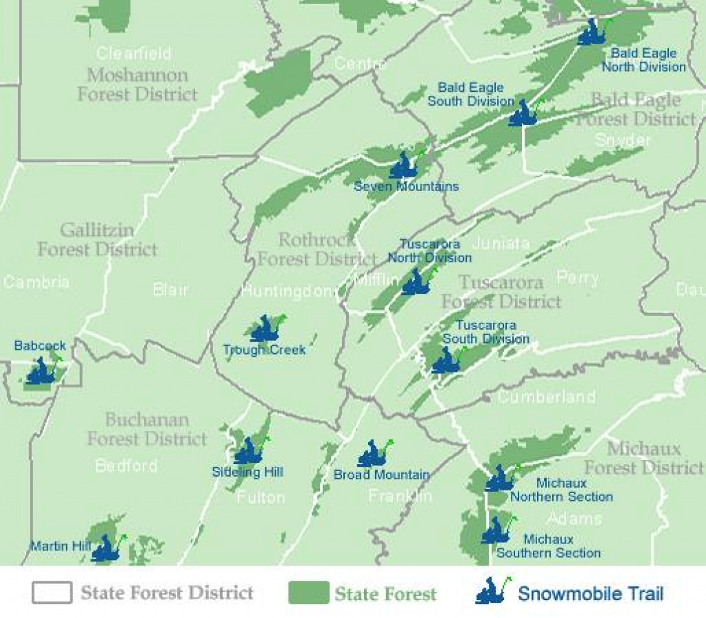 Central And Southcentral Mountains Region Snowmobile Information intended for Pa State Forest Maps