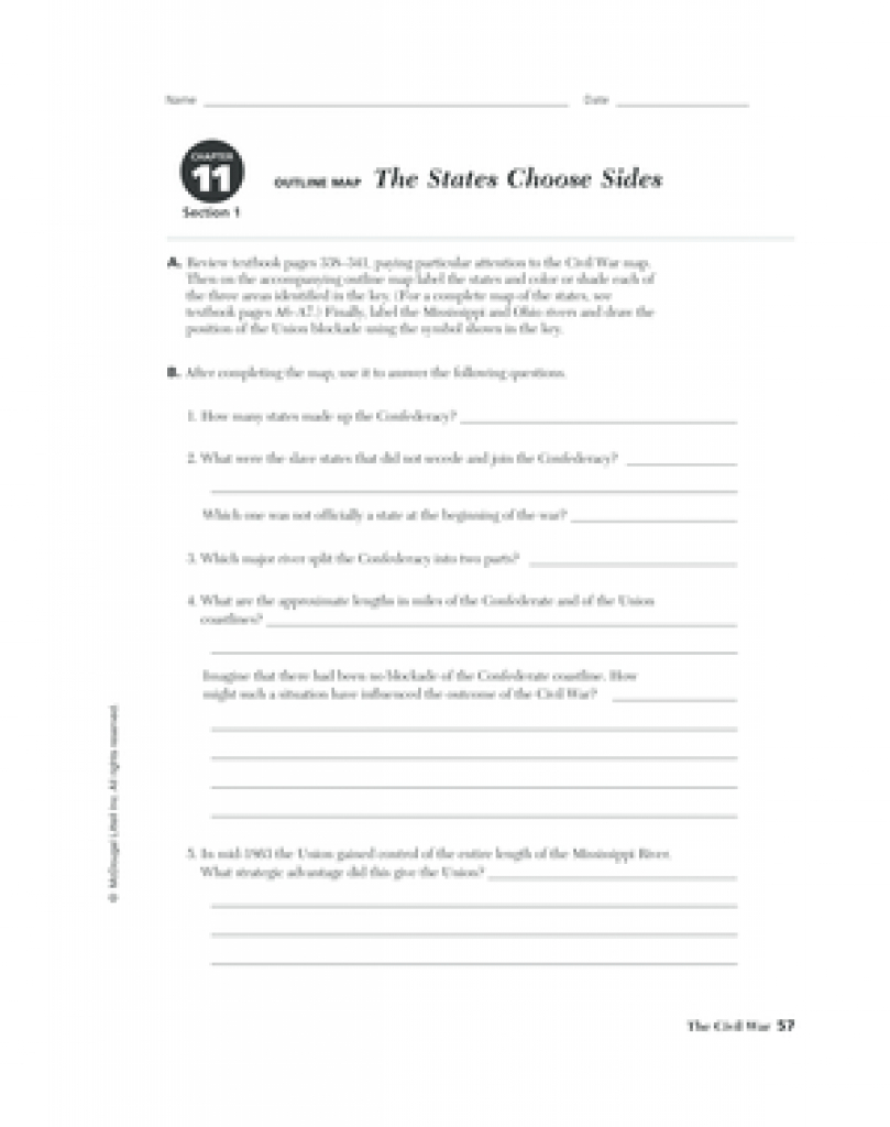 Chapter 11 Section 1 The States Choose Sides Pdf - Fill Online with Outline Map The States Choose Sides
