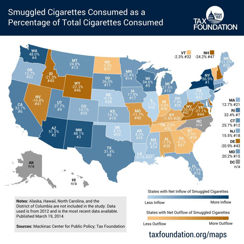 Cigarette Taxes And Cigarette Smugglingstate - Tax Foundation pertaining to Cigarette Prices By State Map