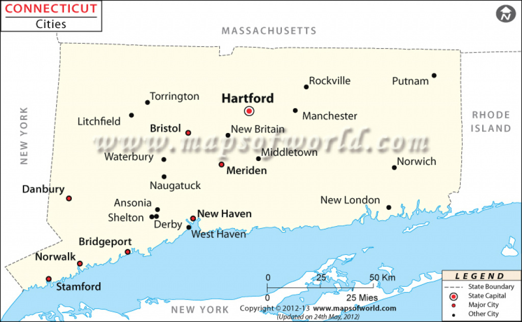 Cities In Connecticut, Connecticut Cities Map with regard to State Of Ct Map With Towns