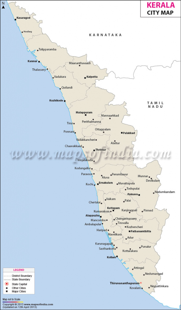 Cities In Kerala, Kerala City Map in Political Map Of Kerala State