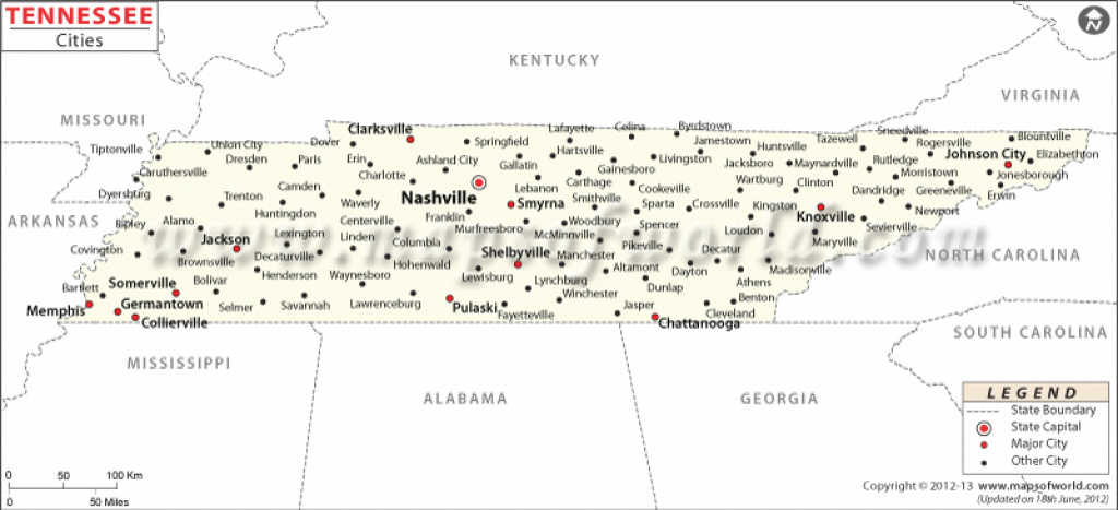 Cities In Tennessee, Tennessee Cities Map intended for State Map Of Tennessee Showing Cities