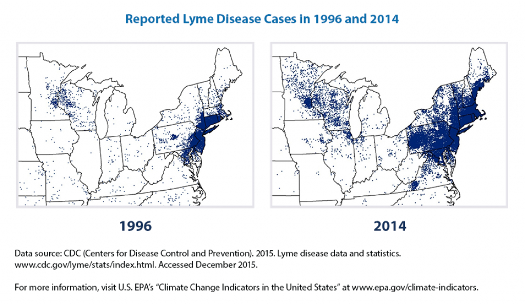 Climate Change Indicators: Lyme Disease | Climate Change Indicators for Lyme Disease By State Map