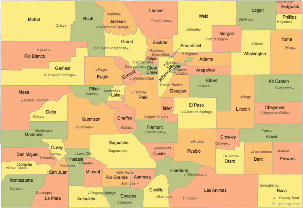 Colorado County Map throughout Colorado State Map With Counties And Cities