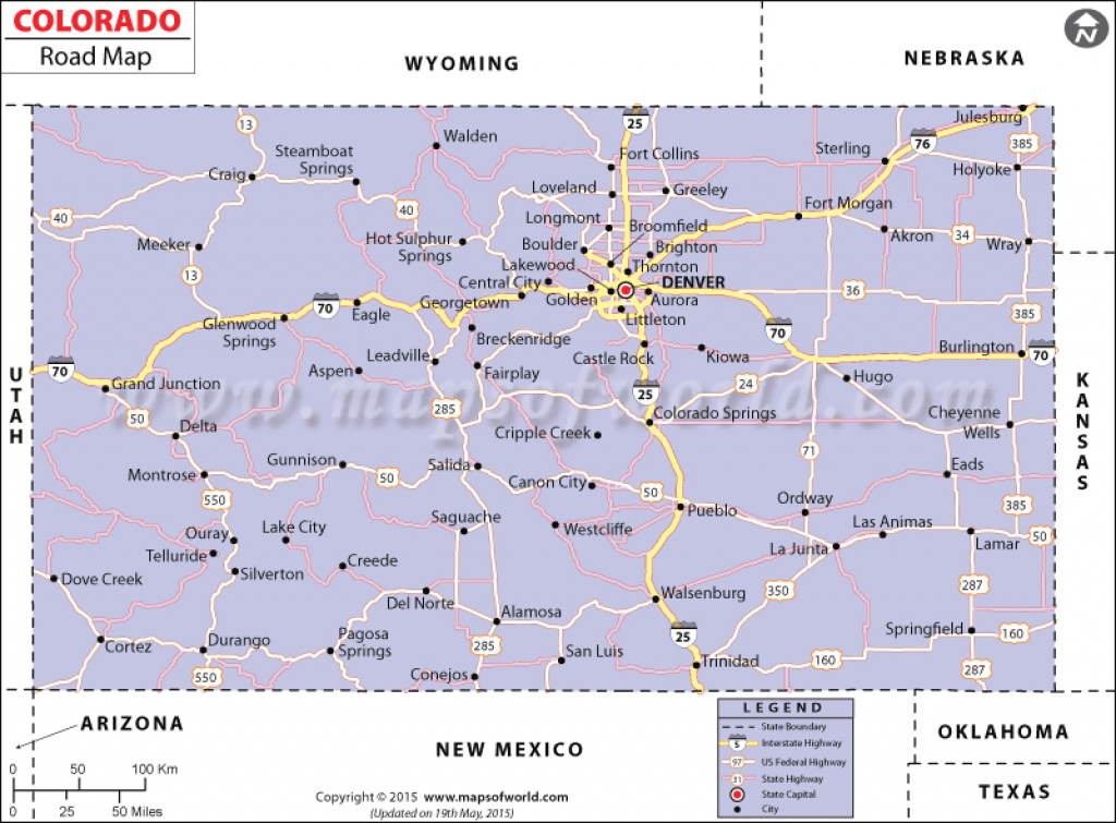 Colorado Road Map, Highways In Colorado pertaining to Colorado State Driving Map