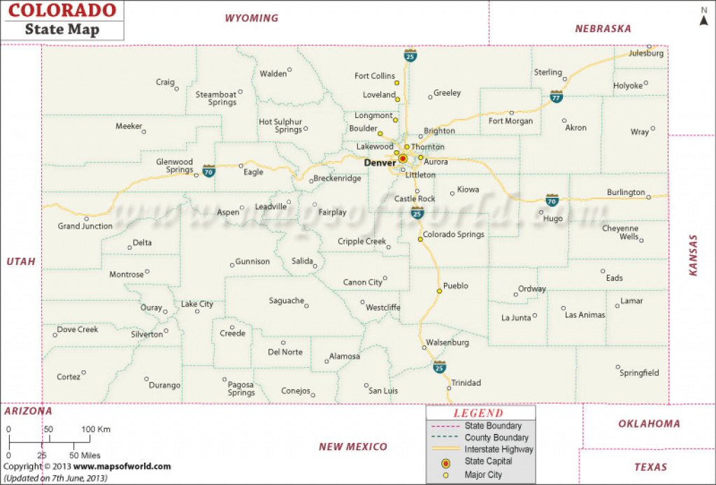 Colorado State Map regarding Colorado State Map With Counties And Cities