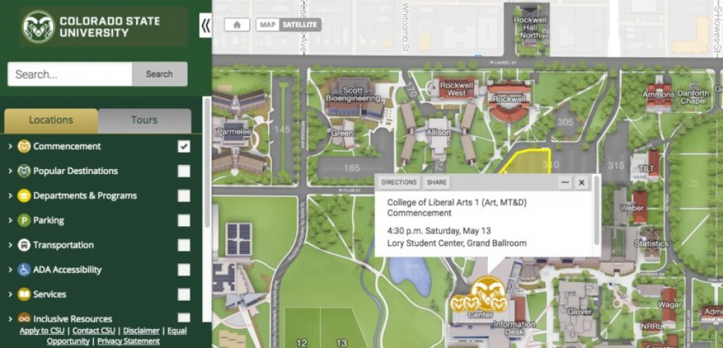 Commencement Week: Interactive Campus Map To Ceremonies, Parking inside Colorado State University Campus Map