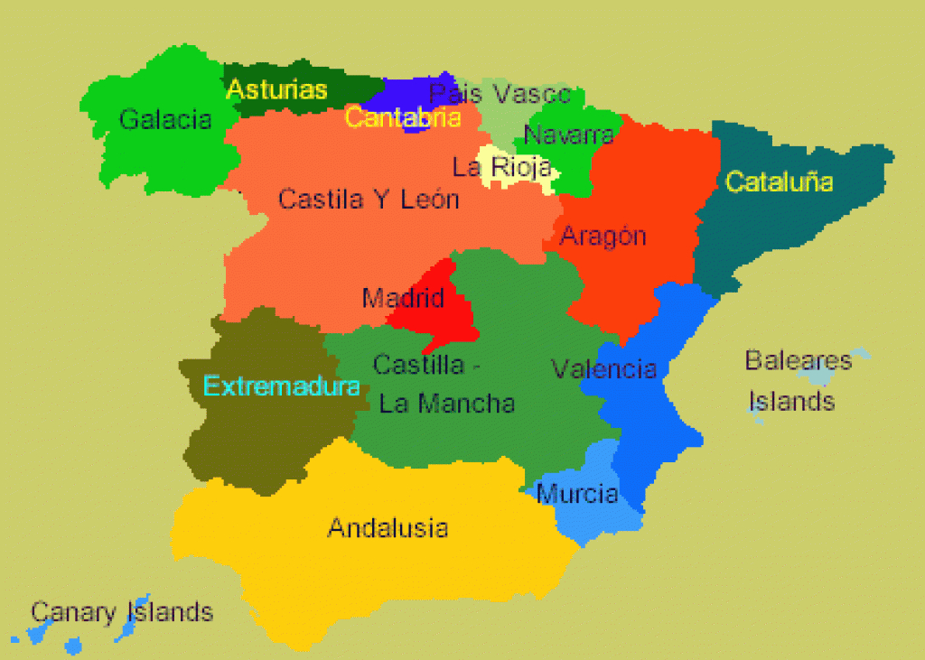 Communities Of Spain pertaining to Spain States Map