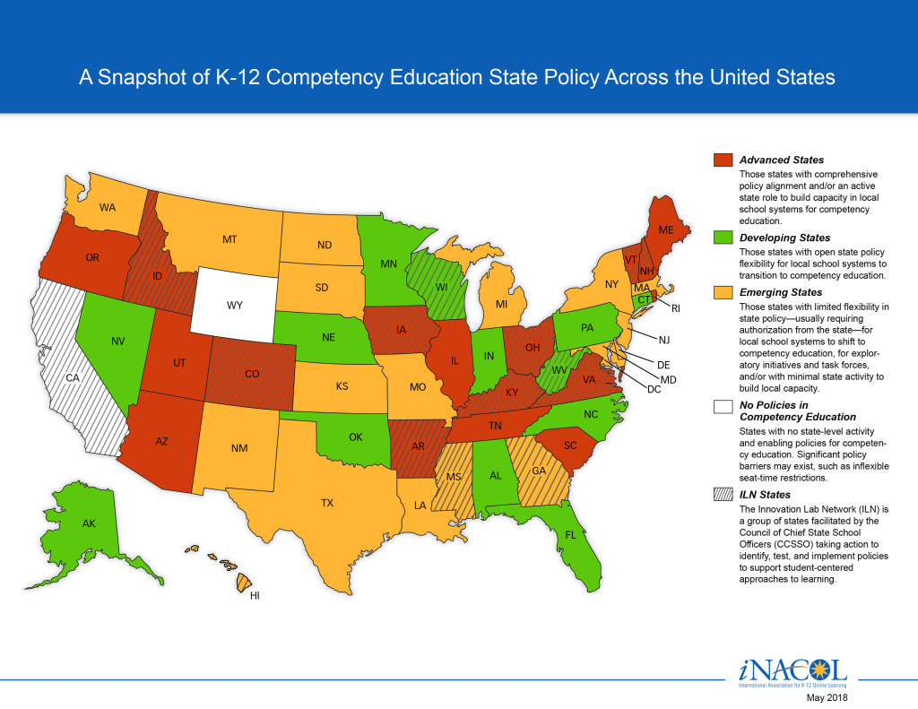 Competencyworks Releases Updated Competency Education State Policy intended for Map Of The United States That You Can Fill In