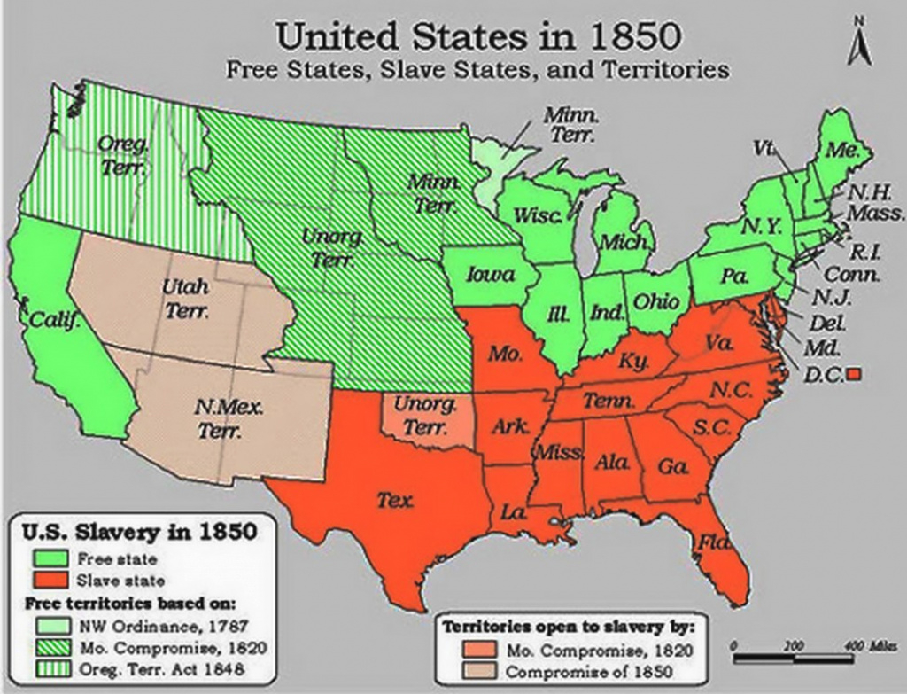 Compromise Of 1850 Slavery Fugitive Slave Law Compromise Map with Map Of Slavery In The United States