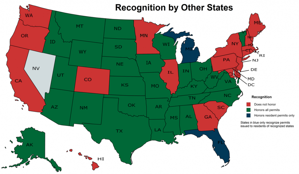 Concealed Carry - Nevada Carry regarding Open Carry States Map 2017