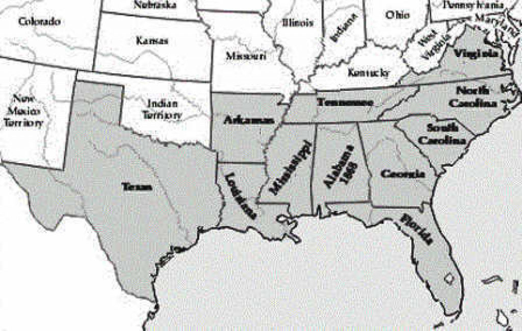Confederate States Of America *** throughout Confederate States Of America Map
