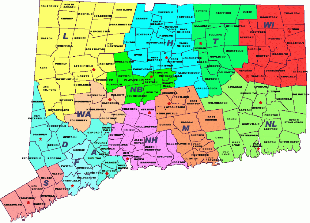 Connecticut Judical District Map pertaining to State Of Ct Map With Towns