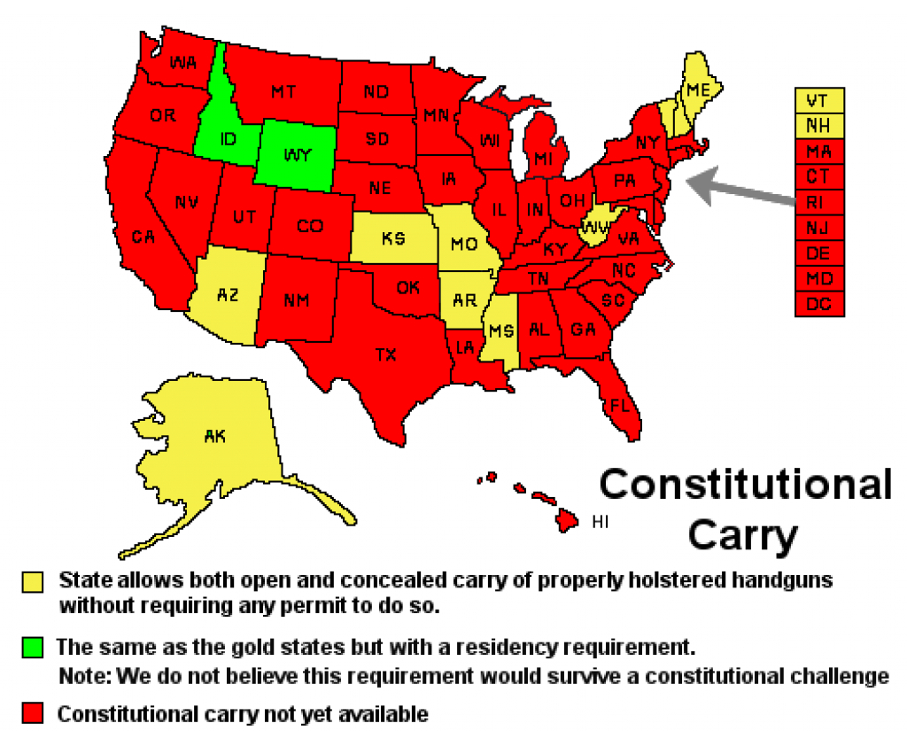 Constitutional Carry | Opencarry with regard to Open Carry States Map 2017