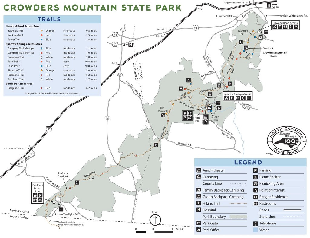 Crowders Mountain State Park - Maplets in Crowders Mountain State Park Trail Map