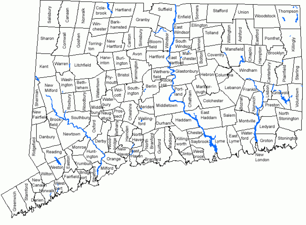 Ct Towns Of 1847 throughout State Of Ct Map With Towns
