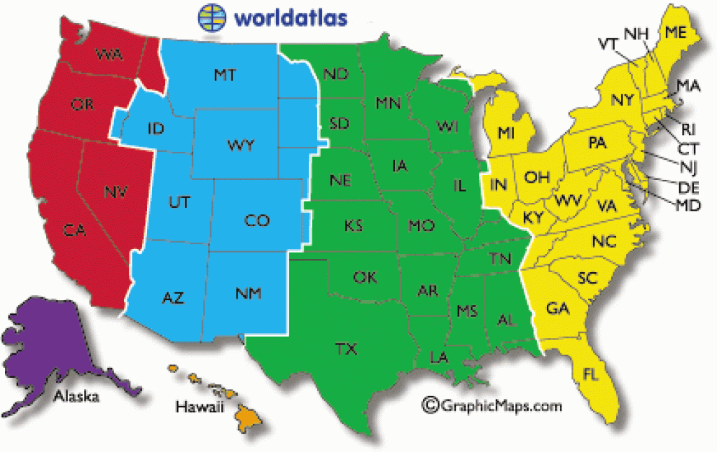 Current Dates And Times In U.s. States Map inside United States Of America Time Zone Map