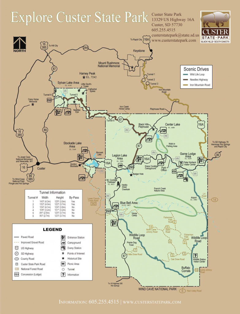 Custer State Park Map | Badlands-Black Hills-Rushmore-Denver Road in Custer State Park Map