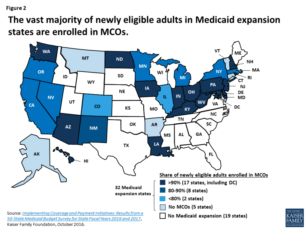 Data Note: Medicaid Managed Care Growth And Implications Of The inside Medicaid Expansion States Map
