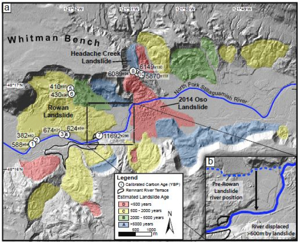 Dating Historic Activity At Oso Site Shows Recurring Major in Washington State Mudslide Map