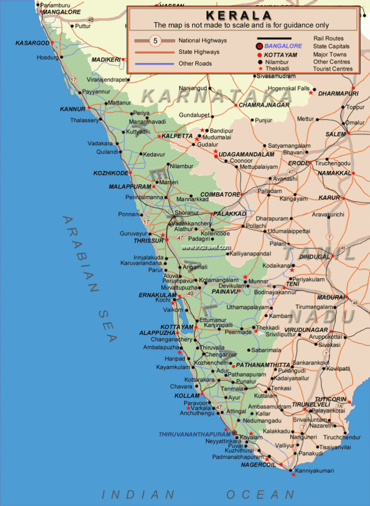 Destination Kerala The Tropical Paradise Of India inside Political Map Of Kerala State