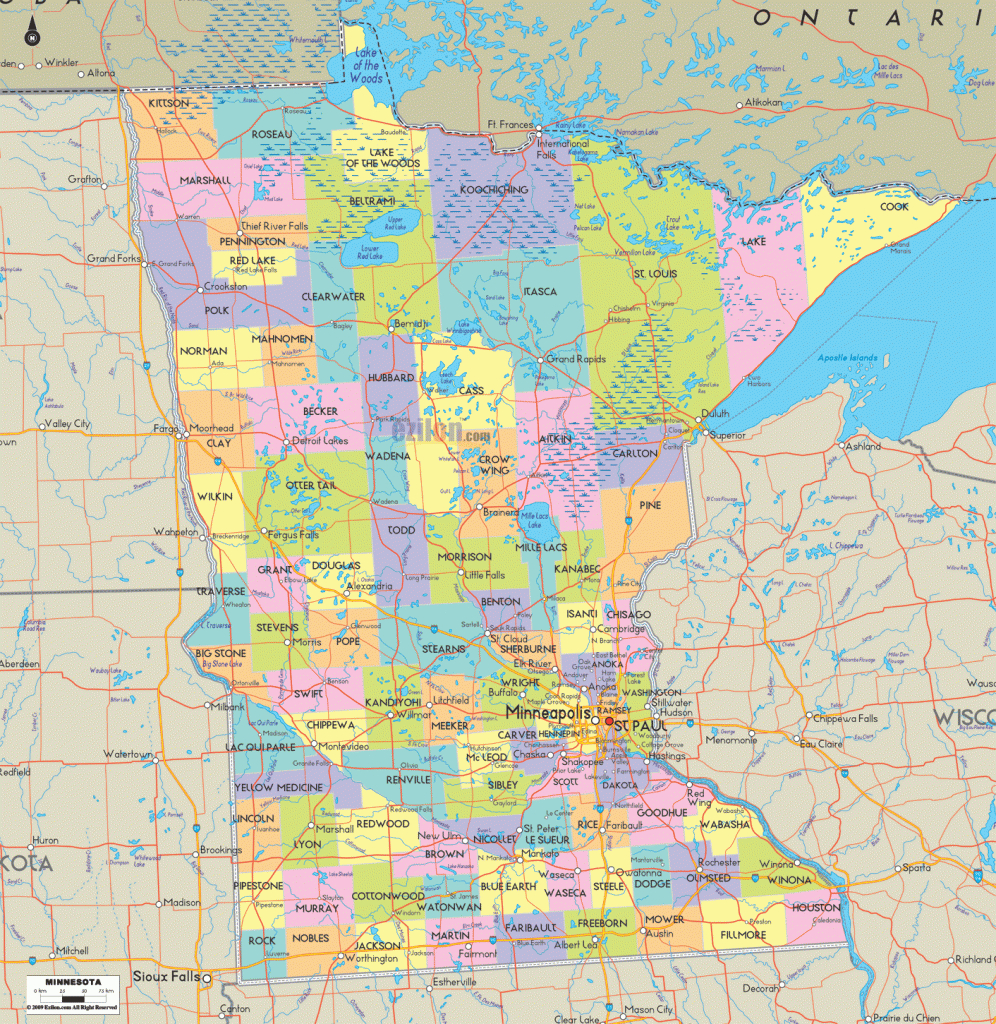 Detailed Political Map Of Minnesota - Ezilon Maps with Minnesota State Map With Counties