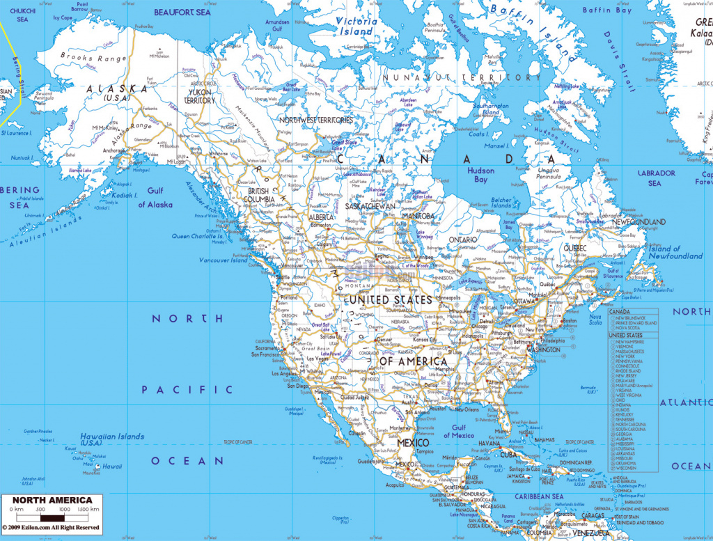 Detailed Road Map Of North America Wirh Major Cities | North America regarding Road Map Of The United States With Major Cities