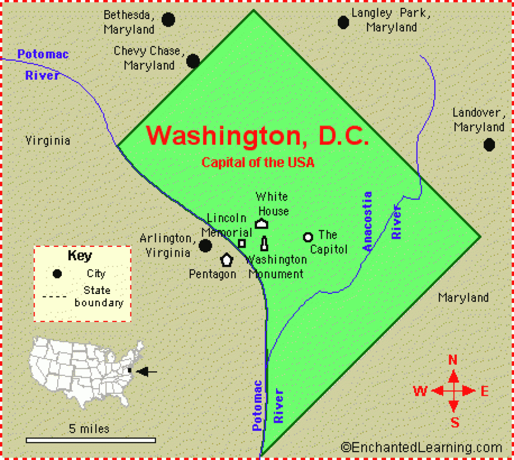 District Of Columbia (Washington D.c.): Facts, Map And Symbols pertaining to Map Of Washington Dc And Surrounding States