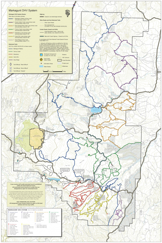 Dixie National Forest - Markagunt Ohv System with regard to Duck Lake State Park Trail Map