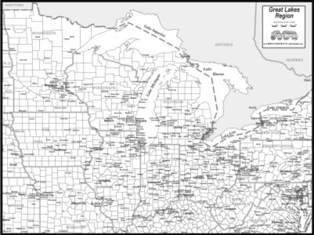 Download Great Lakes Map To Print within Great Lakes States Outline Map