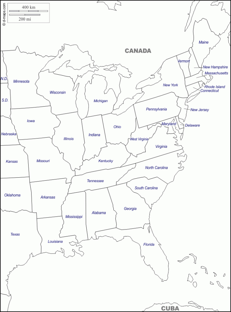 East Coast Of The United States Free Map, Free Blank Map, Free inside Blank Map Of East Coast States