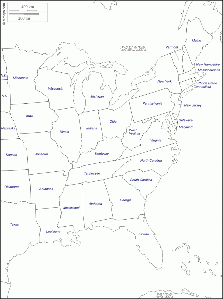 East Coast Of The United States : Free Map, Free Blank Map, Free throughout Blank Map Of East Coast States