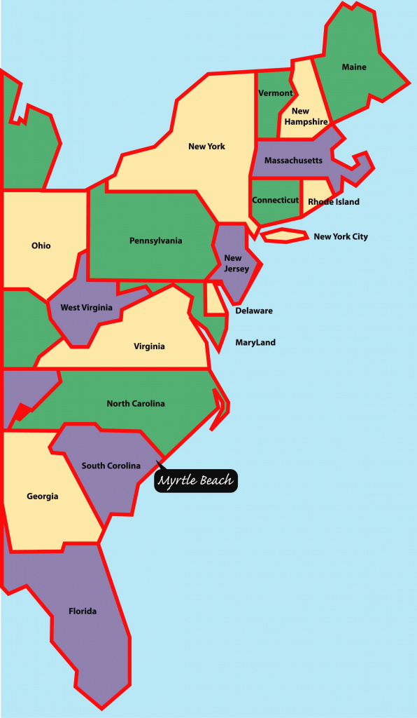 East+Coast+Map | Myrtle Beach Is Situated On The East, Or Atlantic throughout East Coast States Map
