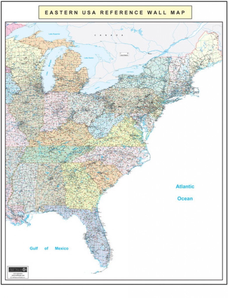 Eastern United States Executive City County Wall Map inside Map Of Eastern United States With Cities