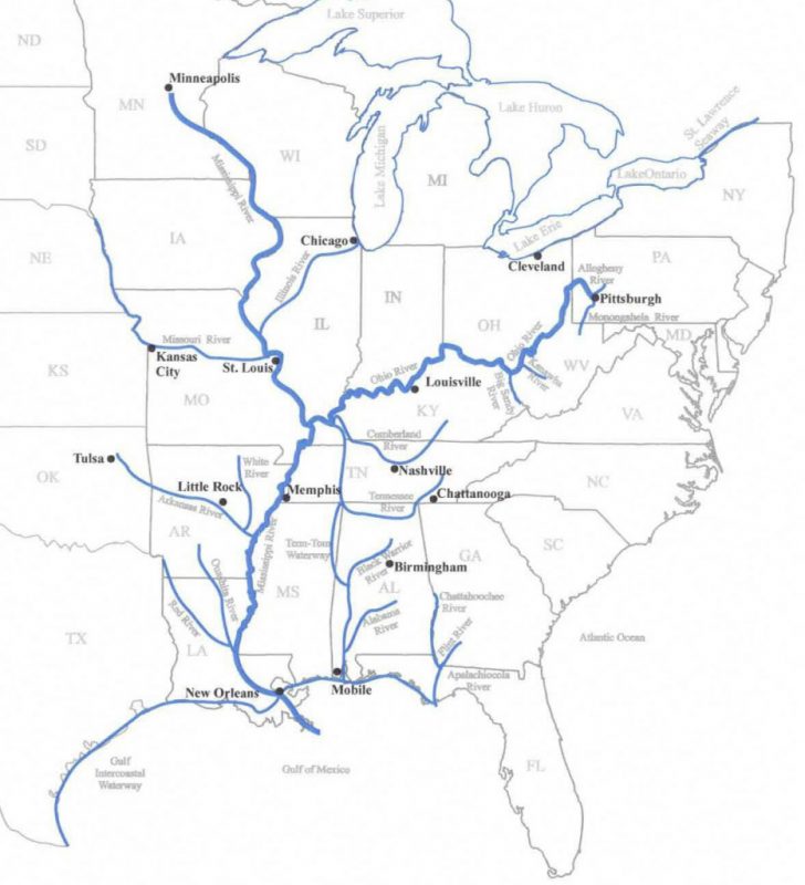 Eastern Us Waterways Map – Coosa- Alabama River Improvement Assn Inside 