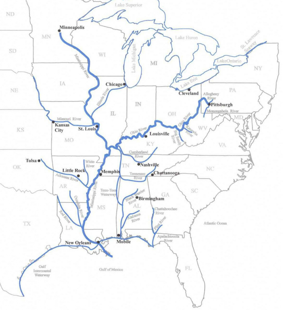 Eastern Us Waterways Map – Coosa- Alabama River Improvement Assn inside Navigable Waters Of The United States Map