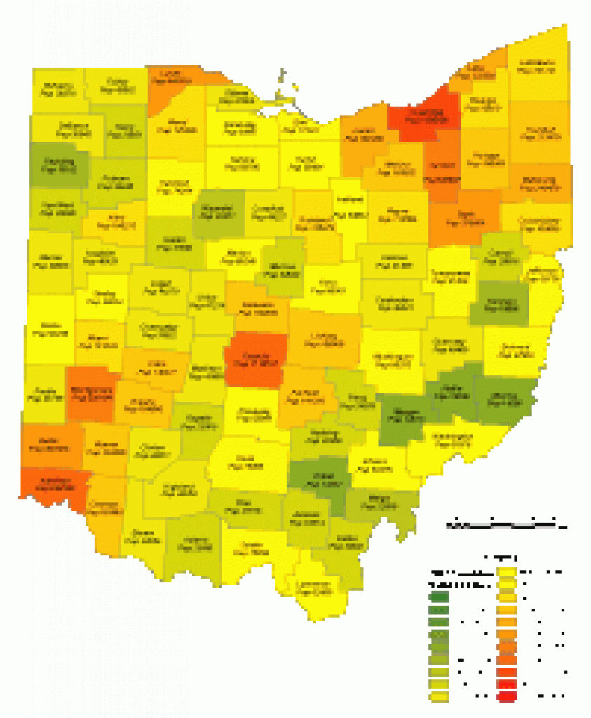 Editable Ohio County Populations Map - Illustrator / Pdf | Digital with State Of Ohio County Map Pdf