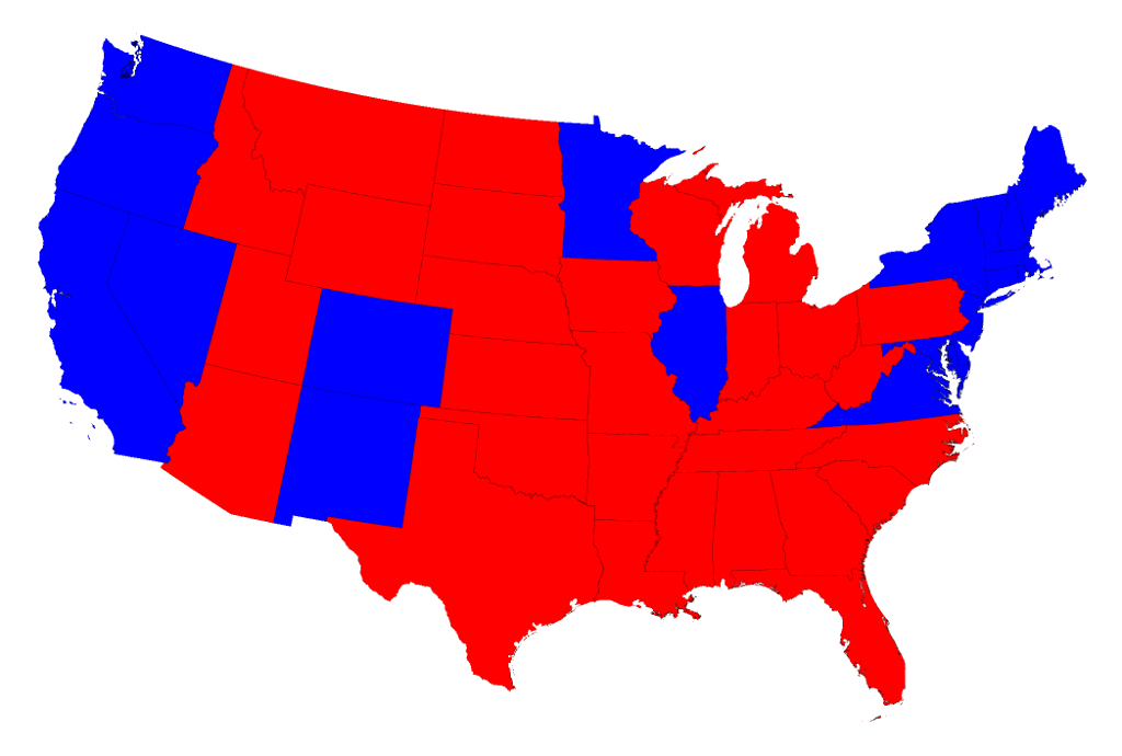 Election Maps with Map Of Red States And Blue States 2016