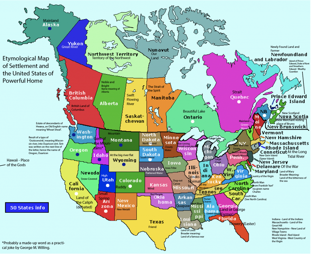 Etymological Map Of North America (Us &amp;amp; Canada) [1658X1354] : Mapporn with Map Of Northwest United States And Canada