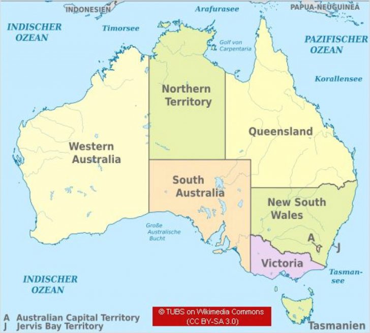 Australian States And Territories Map