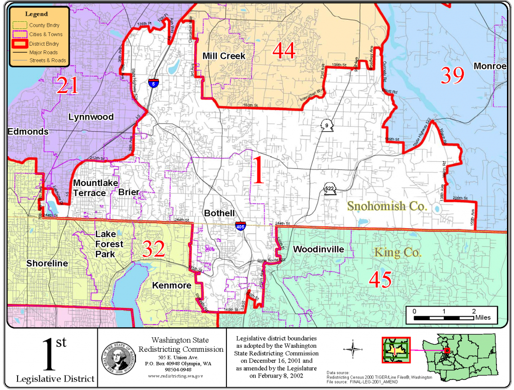 File:washington State, 1St Legislative District Map (2002-12) with Washington State Legislative Map