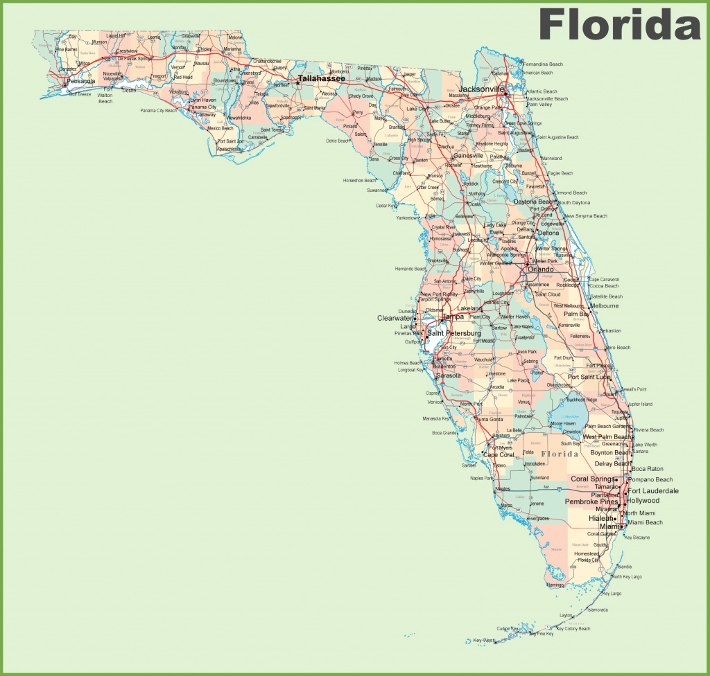 Florida Road Map With Cities And Towns throughout Florida State Map Printable