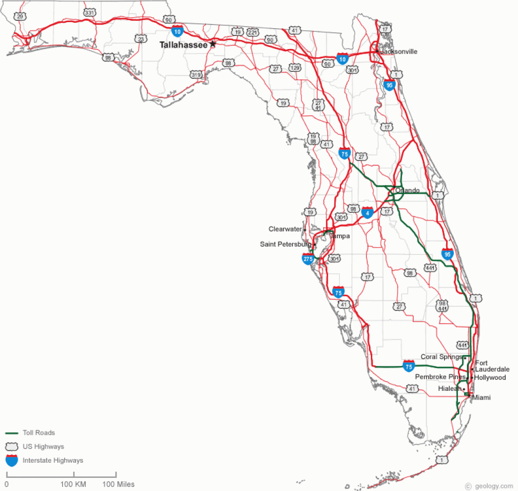 Florida State Road Map And Travel Information | Download Free pertaining to Florida State Map Printable