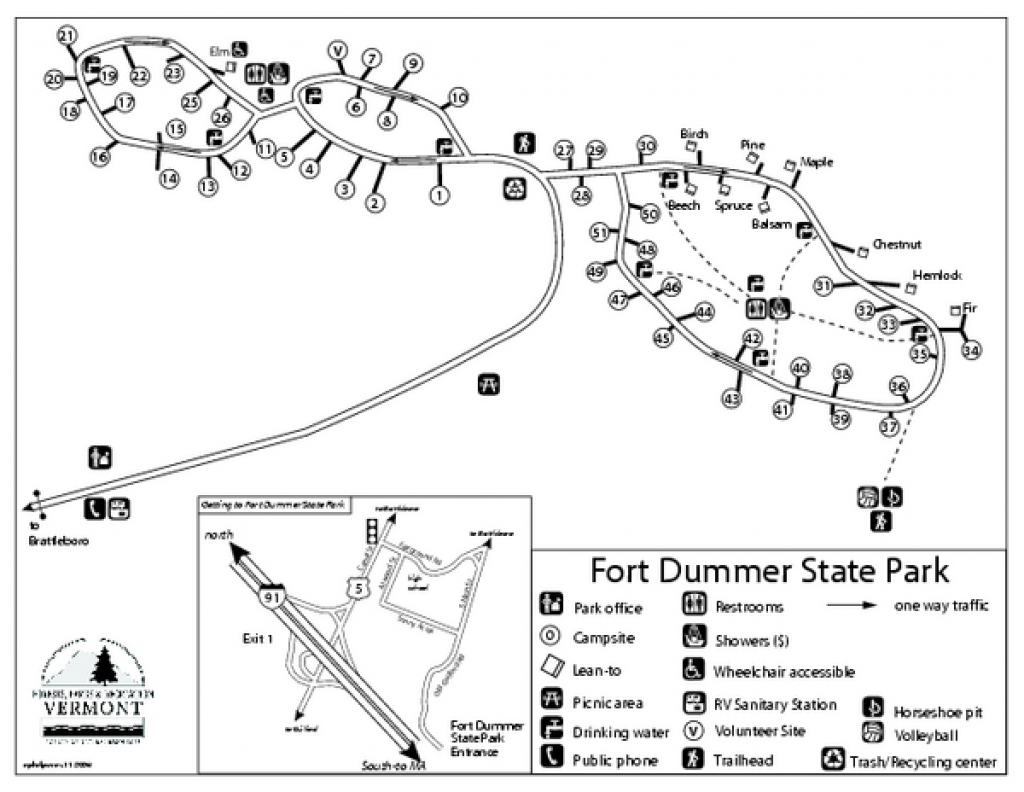 Fort Dummer State Park Campground Map - Brattleboro Vt 05301 • Mappery inside Map Of Fort Robinson State Park