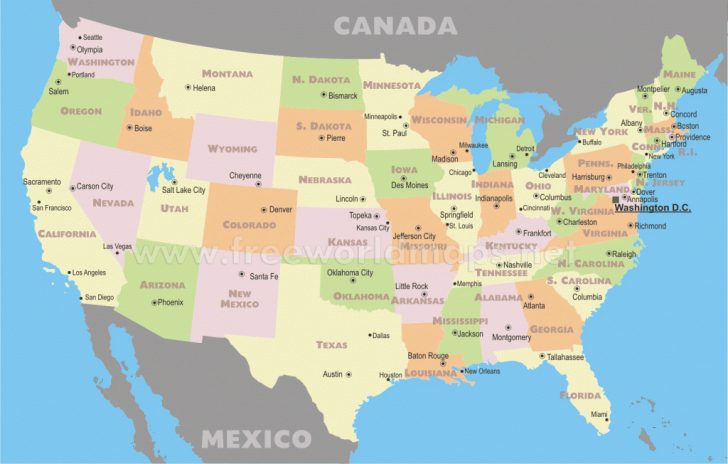 North America Map With States And Capitals