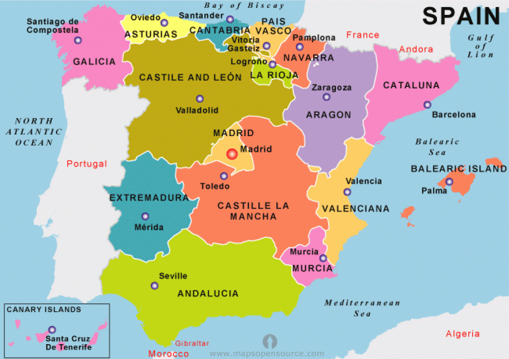 Free Spain States Map | States Map Of Spain | Spain Country States pertaining to Spain States Map