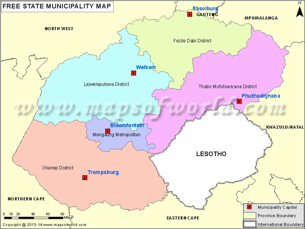 Free State Map | Municipalities In Free State, South Africa for Free State Map